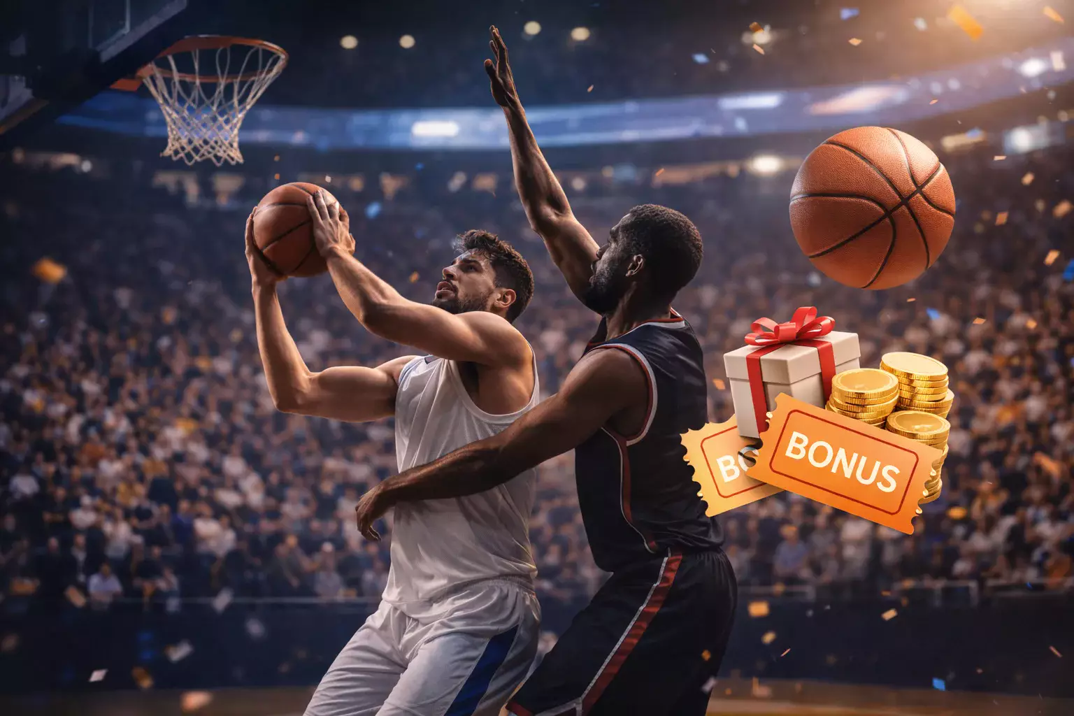 Cartel promocional de playoffs NBA con ofertas especiales de apuestas deportivas